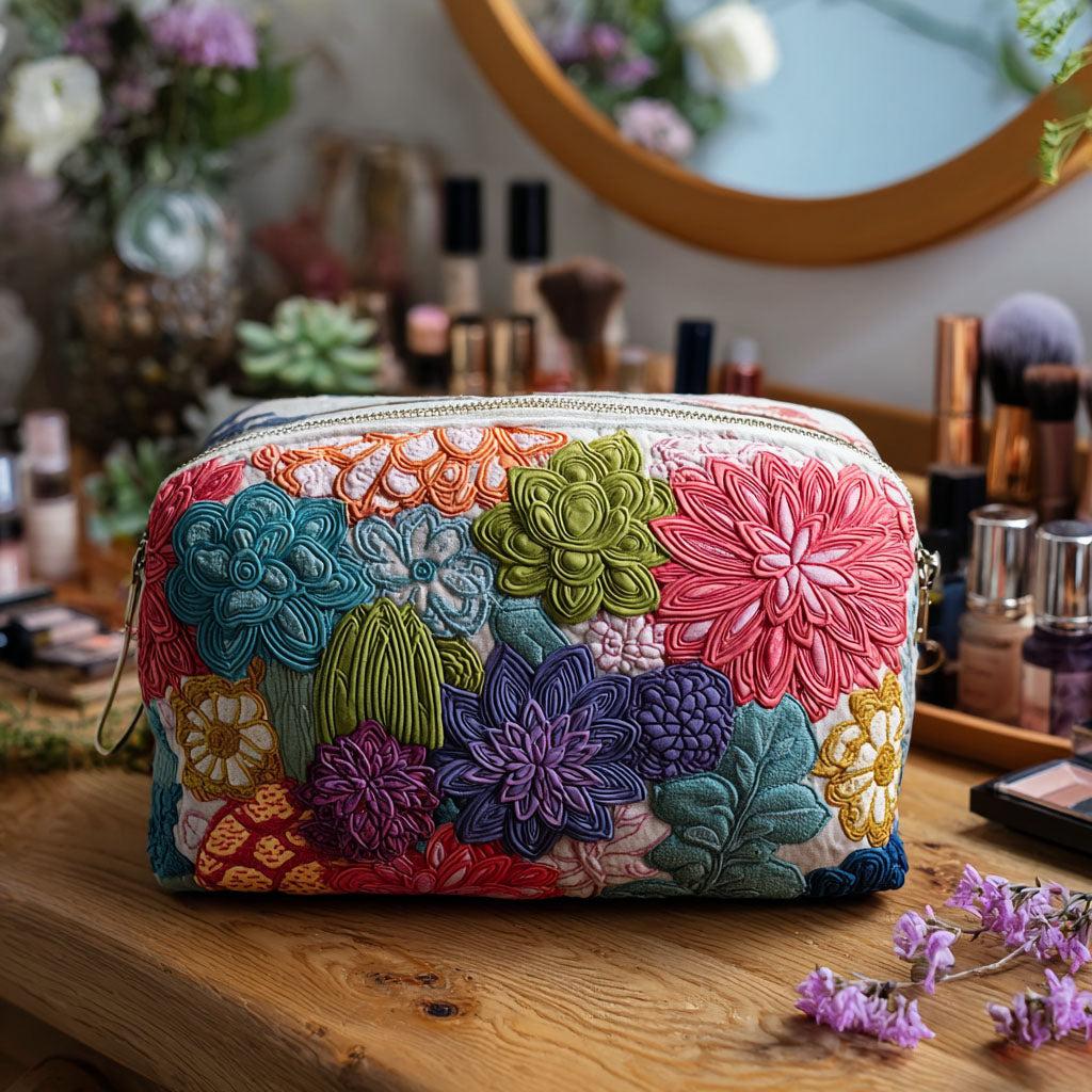 Quilted Makeup Bag Spiny Garden Margaret York