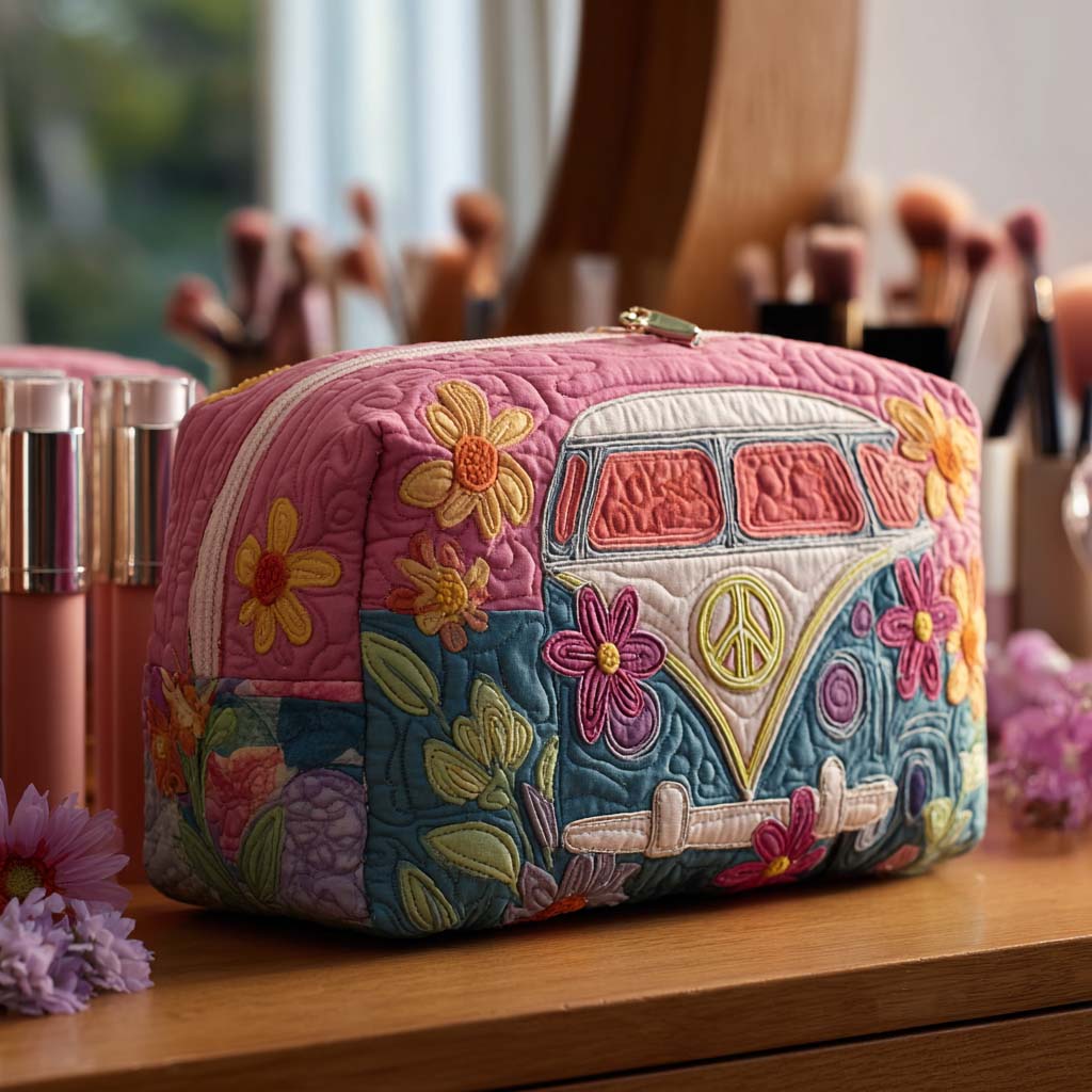 Quilted Retro Bloom Journey Makeup Bag Margaret York
