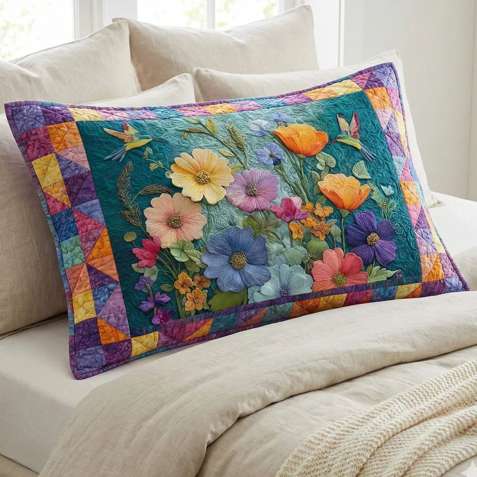 Soft Petal Dream Quilted Cushion Cover Margaret York