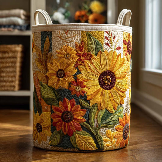 Sunflower Bliss | Quilted Laundry Hamper Margaret York