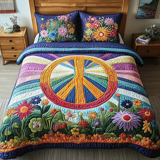 3-Piece Quilted Bed Set - Dreamy Tie-Dye Design Margaret York