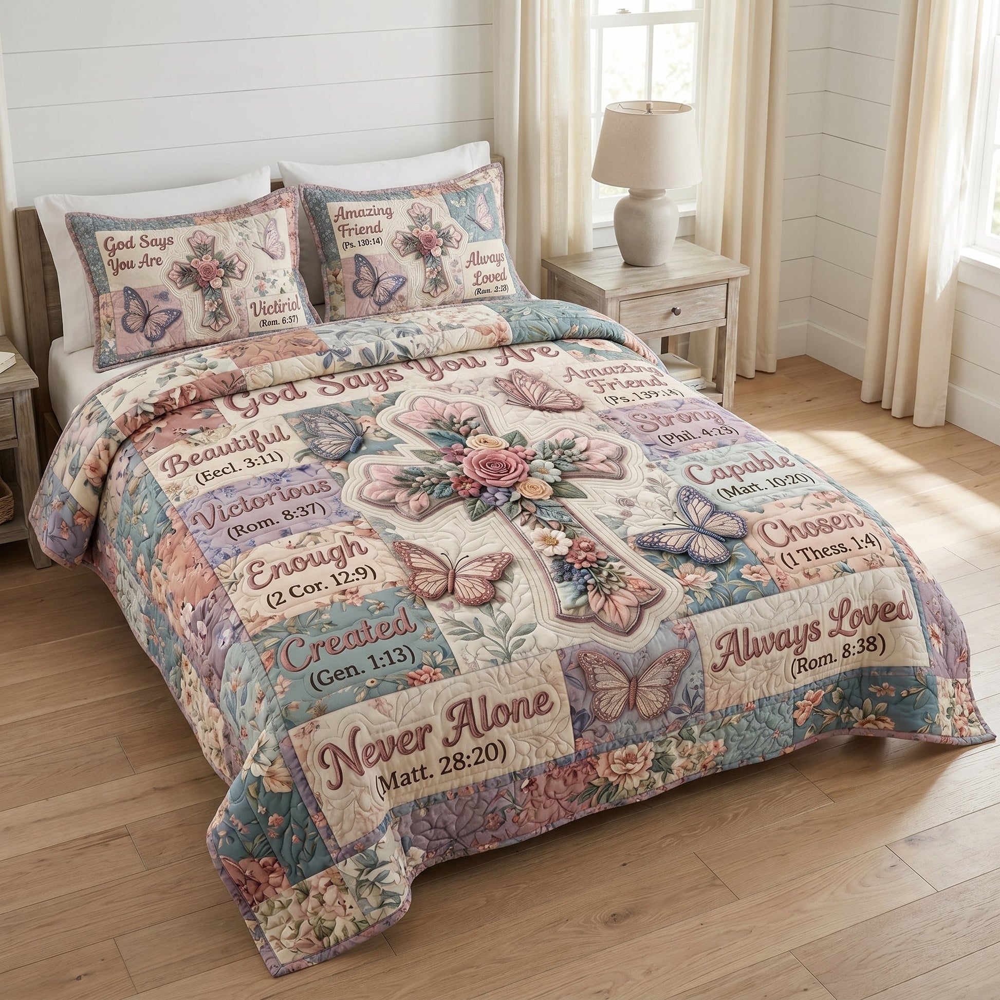 Floral Bible 3-Piece Quilted Bedding Set Margaret York