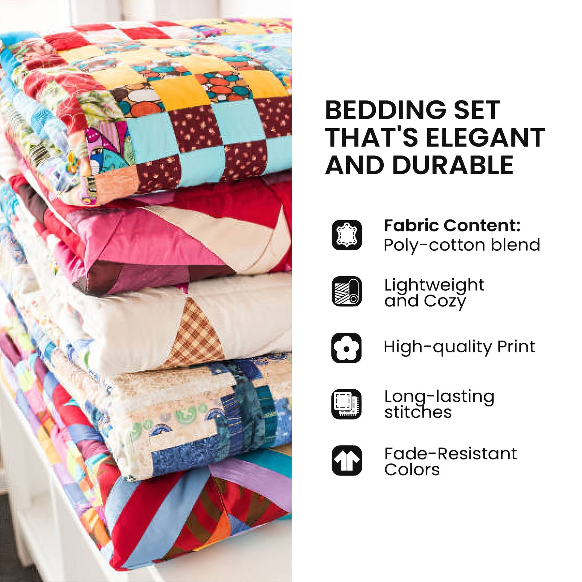 White Hibiscus 3-Piece Quilted Bedding Set Margaret York