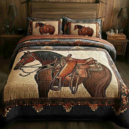Prairie Horse 3-Piece Quilted Bedding Set Margaret York