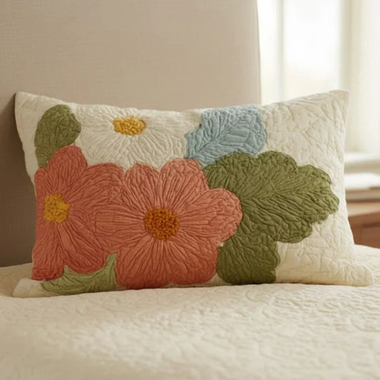 Retro Daisy Quilted Cushion Cover Margaret York