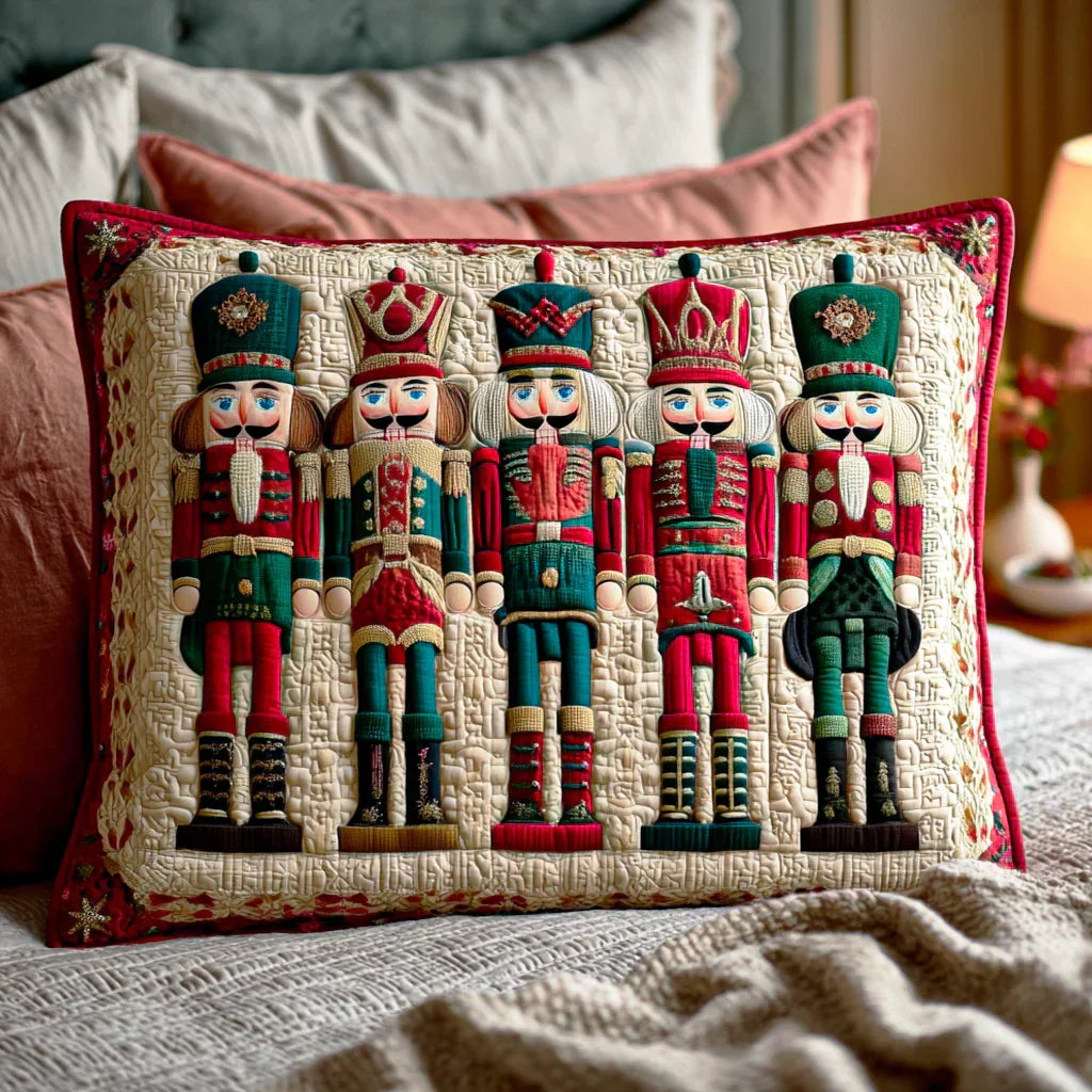 Nutcracker Parade Quilted Cushion Cover Margaret York